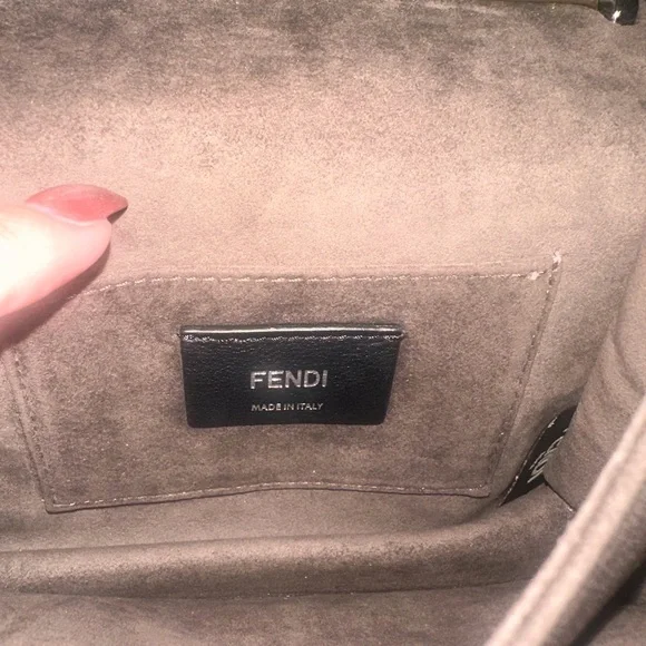 Fendi Metallic Green Leather Small Scalloped Kan I Shoulder Bag - Picture 6 of 8